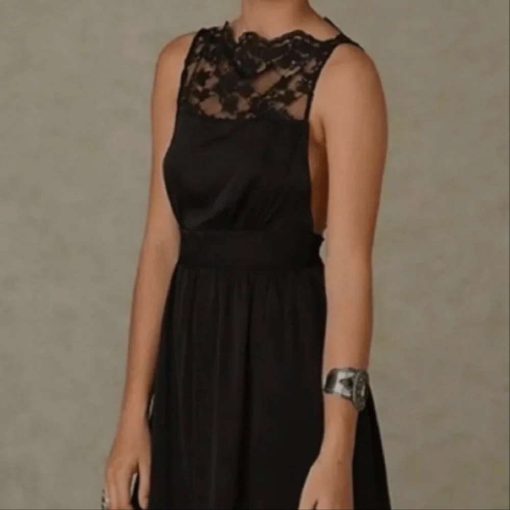 Free People Tea For Two Black Coquette Lace Sleeveless Open Sides Cocktail Sz S - Picture 5 of 15